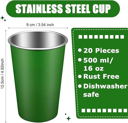 Mimorou 20 Pack 16 oz Stainless Steel Pint Cups Metal Cups Unbreakable Drinking - Image 2