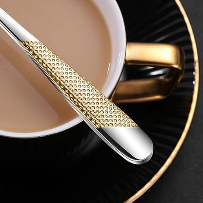 50-piece Luxury Gold-plated TWEE Silverware Set for 10 Palace Style Stainless Steel Flatware Cutlery Serving Utensils Eating Tableware for Home Kitchen Hotel Restaurant Mirror Polished