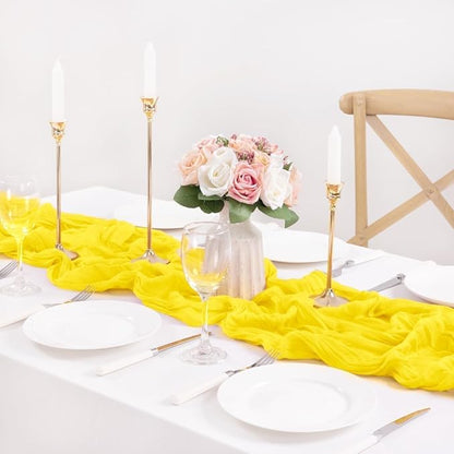 Yellow Guaze Cheesecloth Table Runner Rustic Table Decor 10ft | Lightweight - Image 6
