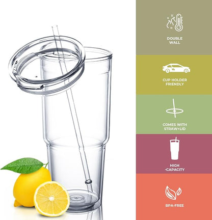 MEWAY 30oz/4 pcs Classic Insulated Tumblers, Double Wall Acrylic Tumbler - Image 2