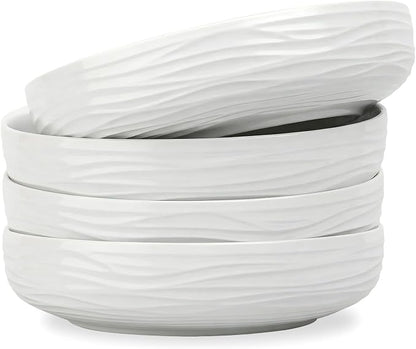 Pasta Bowls Set of 4, 33 OZ White Salad Bowls | 8 Inch Porcelain Wide and by CHILDIKE
