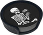 Roses Skeleton Skull Rock and Roll Leather Coasters Set of 6 by Nameapo