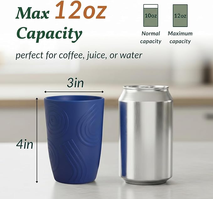 Homienly Cup Sets for Kitchen 12oz Wheat Straw Cups Unbreakable Drinking Cups - Image 2