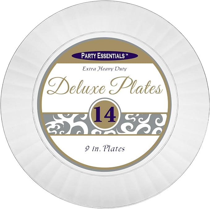 Party Essentials Deluxe Quality Hard Plastic 9-Inch Round Party/Luncheon Plates - Image 2