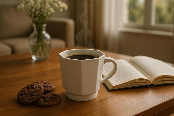 Minimalist White Ceramic Coffee Mug Set of 2 – 12 oz Modern Style Cups – Matte - Image 2