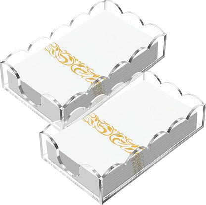 2 Pcs Acrylic Napkin Holder Scalloped Acrylic Guest Towel Holder 8.5 x 5 x 2.4 by Chunful