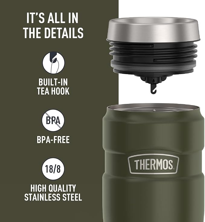 THERMOS Stainless King Stainless Steel Tumbler, Army Green | Vacuum-Insulated - Image 4