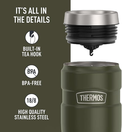 THERMOS Stainless King Stainless Steel Tumbler, Army Green | Vacuum-Insulated - Image 4