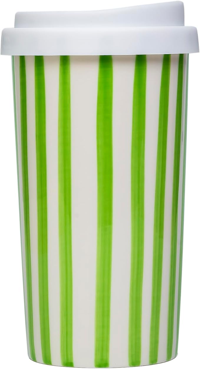 Ceramic Travel Mug with Lid – Aesthetic Coffee Cup, Minimalist Reusable Coffee - Image 3