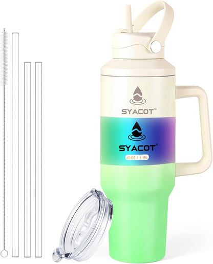 40 oz Tumbler with Handle and Straw or Convert to 40 oz Insulated Water Bottle by SYACOT