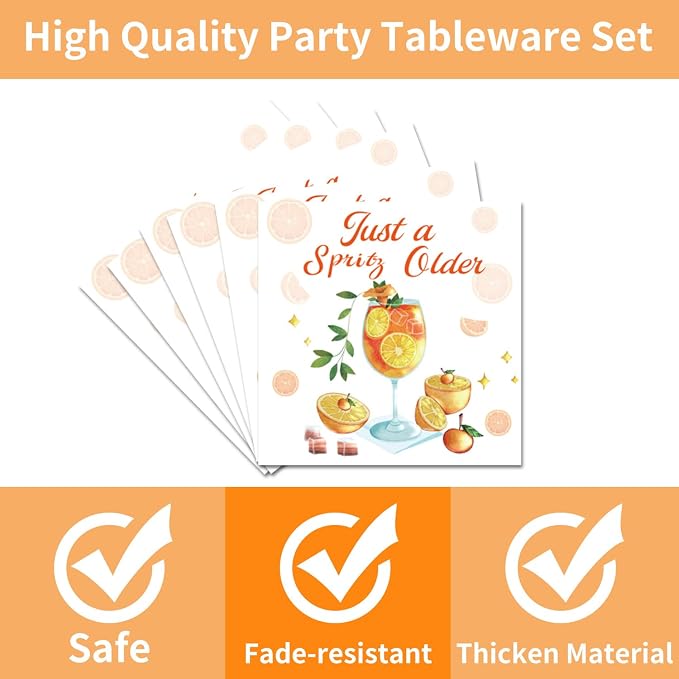 EUOYUFO 96Pcs Aperol Sprit Party Decorations Tableware Set Just A Spirity Older - Image 4