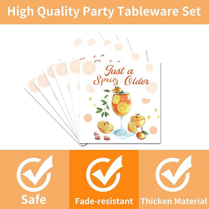 EUOYUFO 96Pcs Aperol Sprit Party Decorations Tableware Set Just A Spirity Older - Image 4