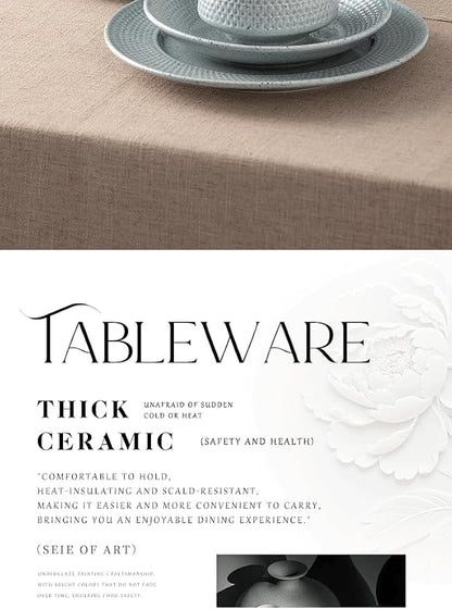 4-piece set, embossed B design plate and bowl set, microwave and dishwasher - Image 4