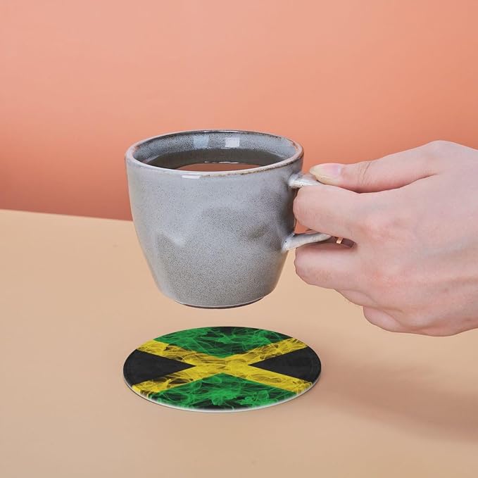 6 Pack Jamaica Flag Leather Coaster - Image 7