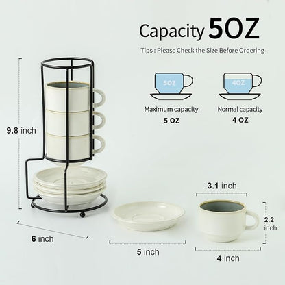 JIEMEI HOME Porcelain Stackable Espresso Cups - Image 5