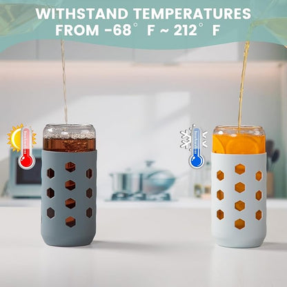 Mrsdry 20 oz Glass Cups with Lids and Straws - Image 6