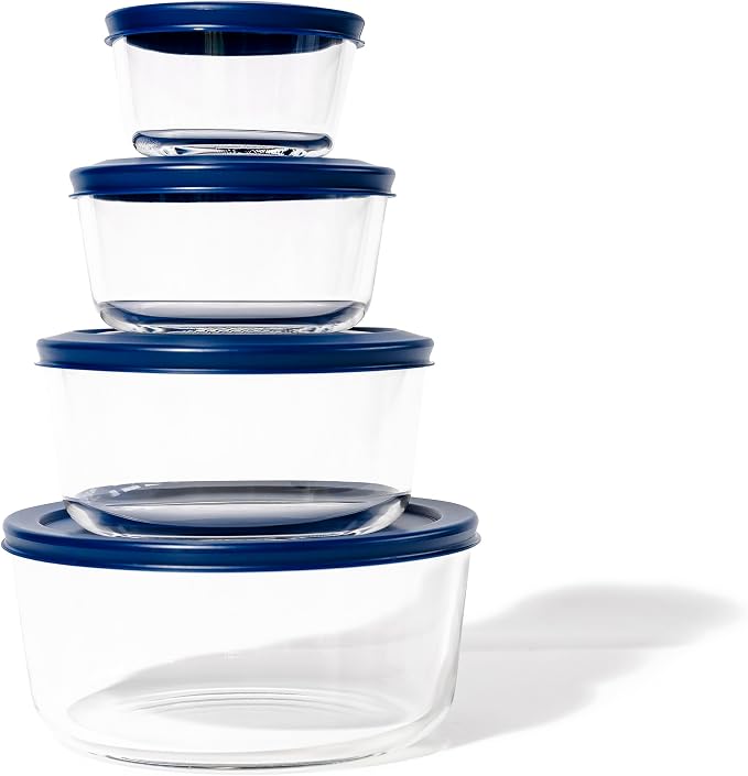 16-Piece Glass Food Storage Containers Set | Round, Microwave & Dishwasher Safe - Image 6