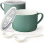 Soup Bowls with Handles & Spoons, 30oz Ceramic Ramen Bowl with Lid, Large Soup by Wareland