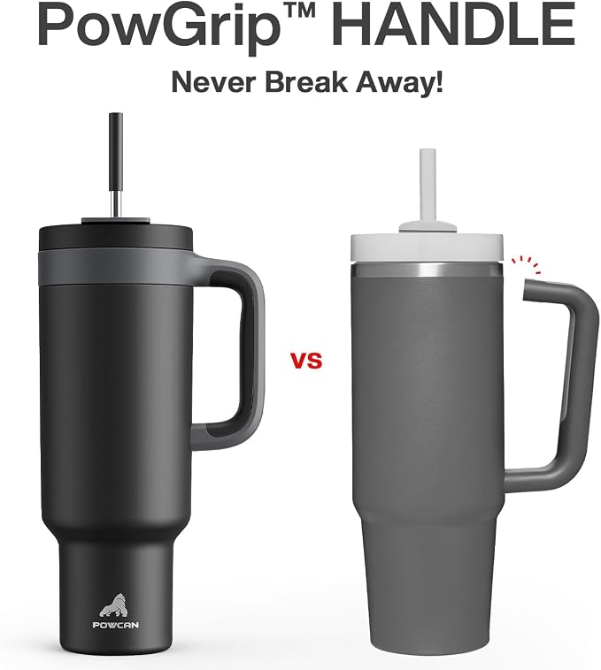 POWCAN 50 oz Tumbler with Handle, 2-in-1 Straw and Sip Lid, Dishwasher Safe - Image 3
