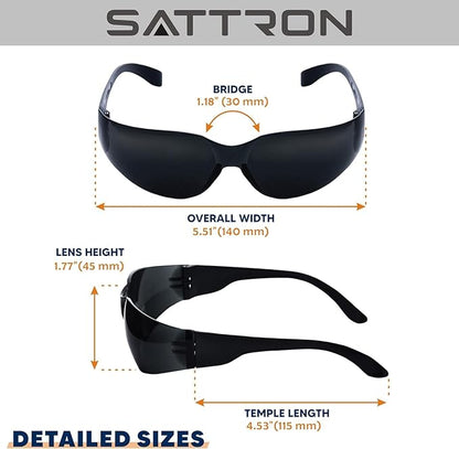 100 Pack of Tinted Safety Glasses, Scratch & Impact Resistant Protective Eyewear, Ploycarbonate Dark Smoke Lenses for UV Protection, Safety Sunglasses for Construction, Outdoor Work & Shooting