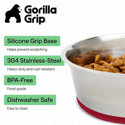 GORILLA GRIP Dog Bowl, Holds 6 Cups, Food Grade 304 Stainless Steel Food and - Image 2