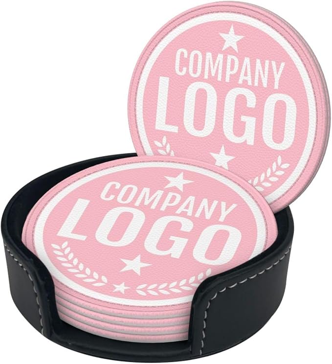 Custom Leather Coasters with Logo - Image 2