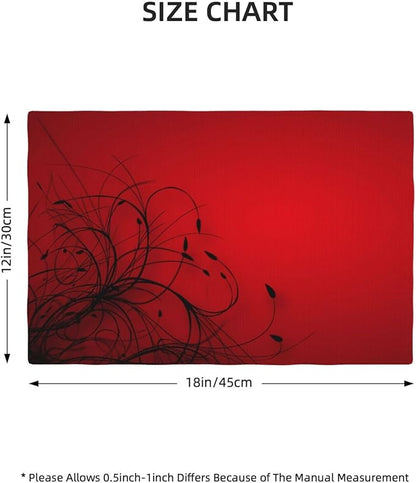 Red Black Abstract Flower Placemats Set of 4 Retro Floral Linen Washable Placemat Kitchen Dining Heat-Resistant Modern Rustic Place Mats Desktop Decor Table Mats 12x18 Inch