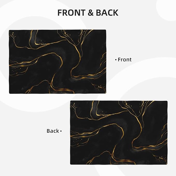 Fiokroo Golden Texture Marble Placemats Set of 4 Table Mats Table Tableware - Image 8