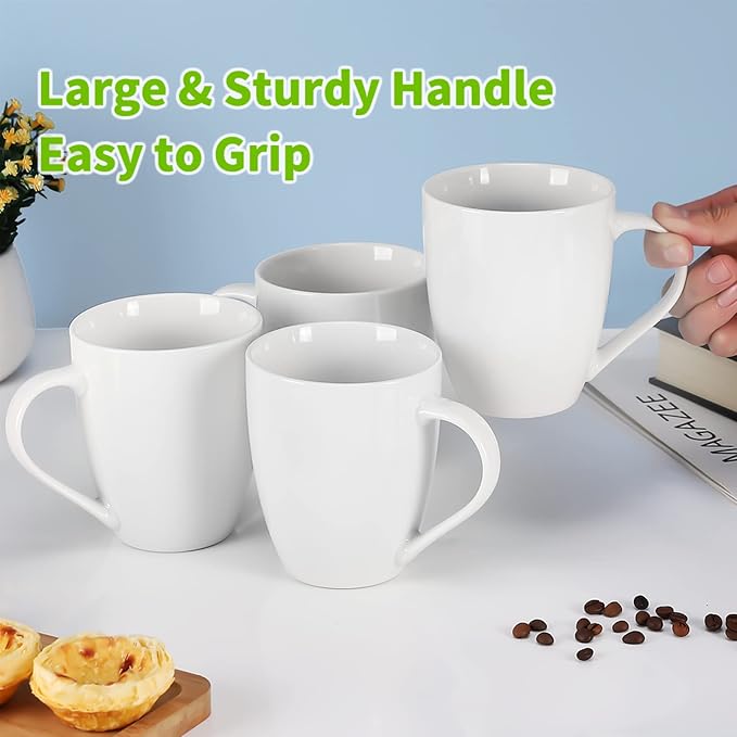 Mfacoy White Coffee Mugs Set of 4, 16 Ounce Mug - Image 5