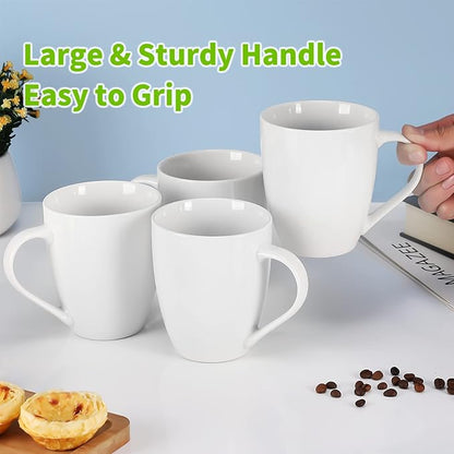 Mfacoy White Coffee Mugs Set of 4, 16 Ounce Mug - Image 5