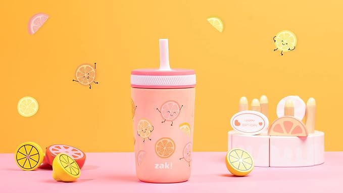 Zak Designs Happy Fruit Kelso 12oz Stainless Steel Leak-Proof Toddler Cup - Image 9