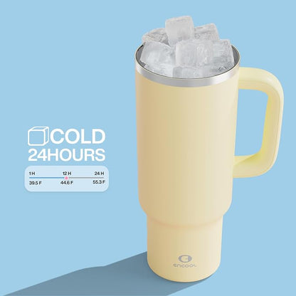 ENCOOL 40 oz Tumbler with Handle and Straw: Stainless Steel Insulated Tumbler - Image 5