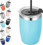 VEGOND Stainless Steel 12 oz Tumblers bulk Vacuum Insulated Double Wall Travel Tumbler with Lid and Straw Reusable Tumbler, Sky Blue 1 Pack