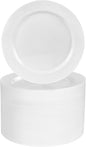 BESTVIP 100PCS 7 Inch White Plastic Dessert Plates, Disposable Plate for Appetizers, Small Cakes, Small Heavy Duty Disposable Plastic Plates for Parties, Wedding, Christmas, Thanksgiving and Birthday
