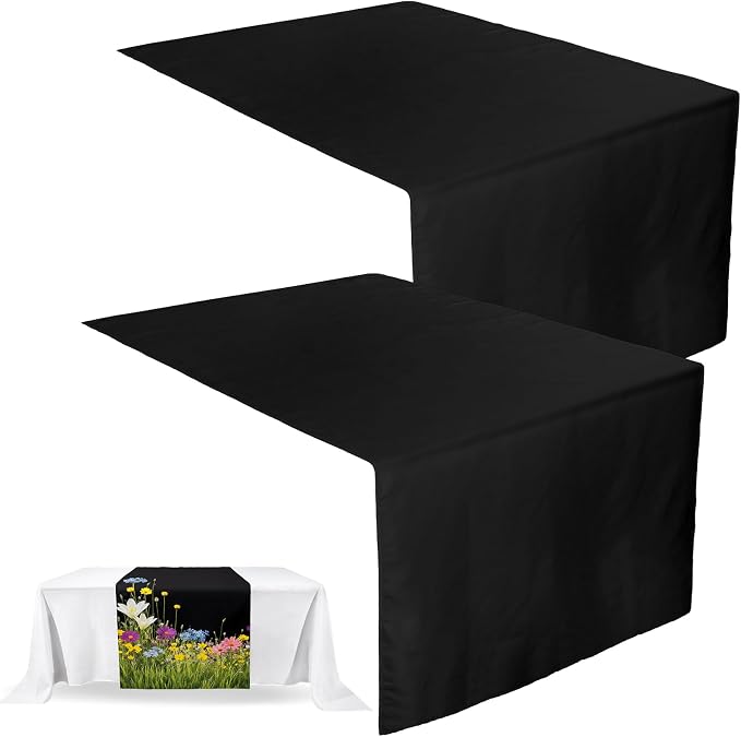 2 Pcs Black Sublimation Table Runners Blanks 36 x 72 Inch Polyester Table by Breling