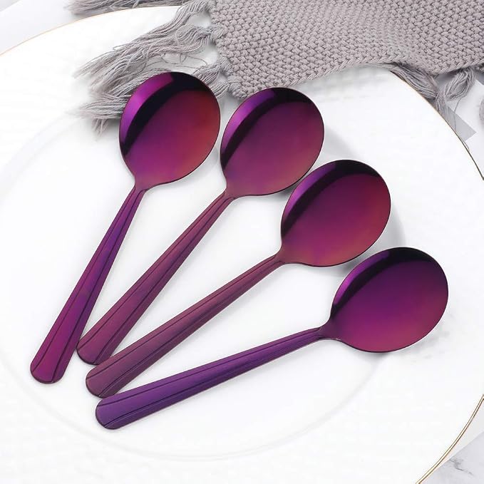 Bouillon Spoons Set of 12, 5.9 Inch Stainless Steel Soup Spoon, Metal Round - Image 3