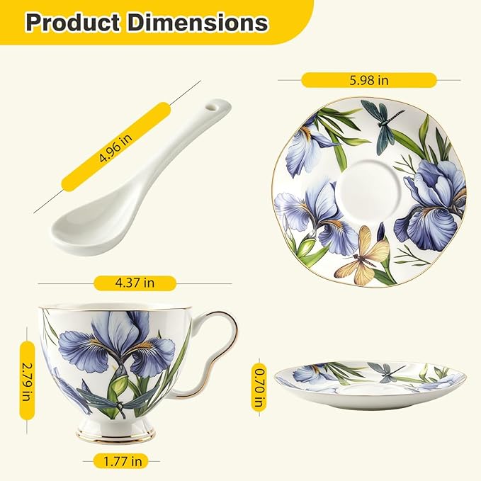 Bone China Tea Cup and Saucer Set - Image 6