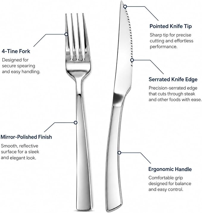 SANTUO 20-Piece Steak Knife and Fork Set - Image 2