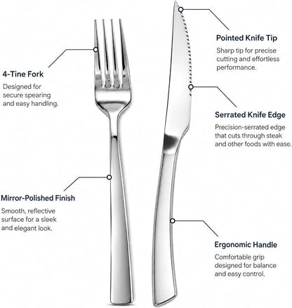 SANTUO 12-Piece Steak Knife and Fork Set - Image 2