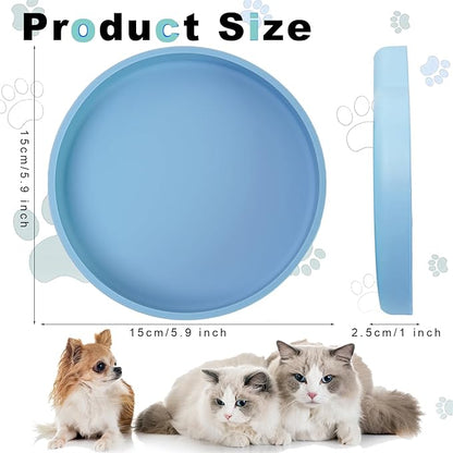 Silicone Dog Bowl Shallow Cat Food Bowls, 6 Inch Wide Cat Bowls Whisker Friendly, No Spill Less Mess Dog Plates for Dry and Wet Food, Set of 2 Puppy Bowls for Small Dogs and Cats