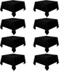 8 Pack Black Tablecloths 60 x 60 Inch Square Tablecloth, Wrinkle Resistant Black Table Cloth Washable Polyester Fabric for Party Wedding Banquet