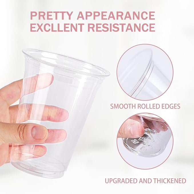 BYSNOW 12 oz Clear Plastic Cups - Image 3