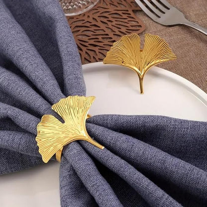 Set of Four Ginkgo Leaf Gold Napkin Rings - Image 4