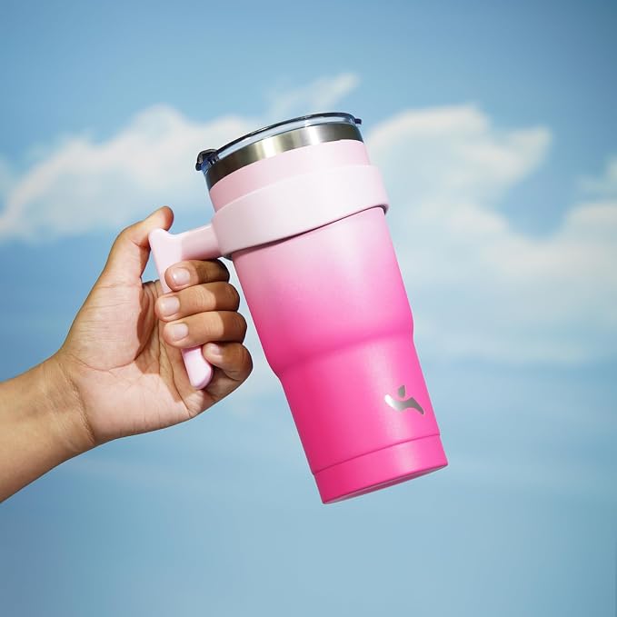 Konokyo 20 oz Tumbler with Handle and Straw, Insulated Travel Mug | Cherry; - Image 5
