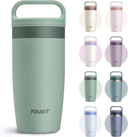 TOURIT Travel Coffee Mug 16 oz, Leakproof 2-Part Lid Tumbler, Insulated by TOURIT