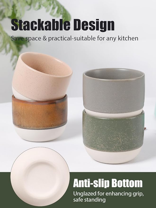 INGOFIN Ceramic Espresso Cup Set of 4-4.2 oz Espresso Cup - Image 4