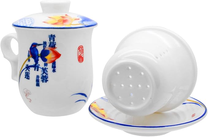 Porcelain Tea Cup with Infuser Lid and Saucer Sets - Image 6