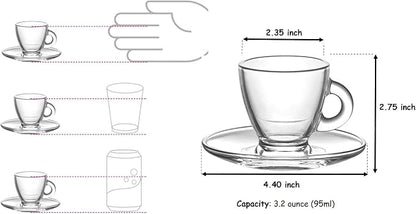 BOHEM'S Espresso Cups, 3.2 oz Small Demitasse Clear Glass Espresso Drinkware - Image 5