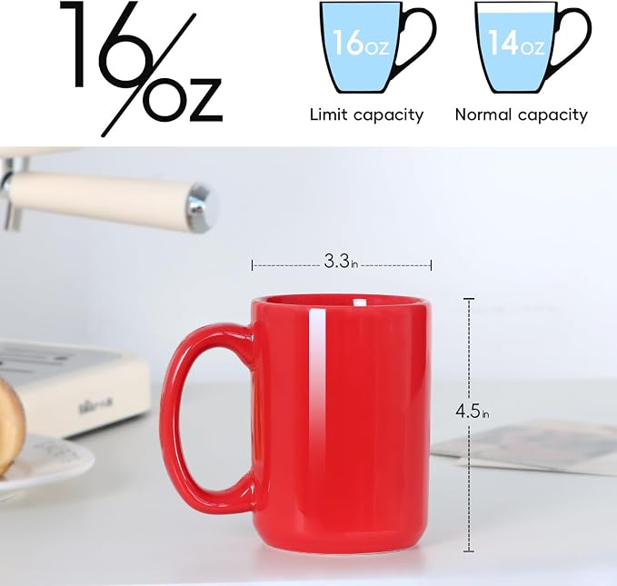 16 OZ Coffee Mugs, Classic Blank Ceramic Cup - Image 3