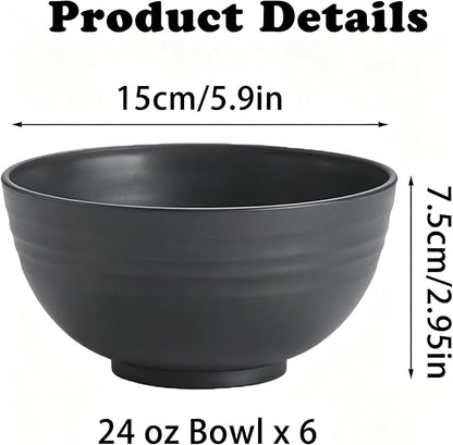 Unbreakable Wheat Straw Cereal Bowls Set of 6, 24 oz Microwave and Dishwasher - Image 2